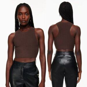Aritzia Babaton Sculpt Knit Racer Cropped Tank​​​​ - Brown - Size Large